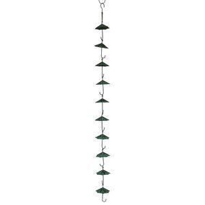 Verdigris Finish Metal Umbrellas Rain Chain w/Attached Hanger 48 Inch